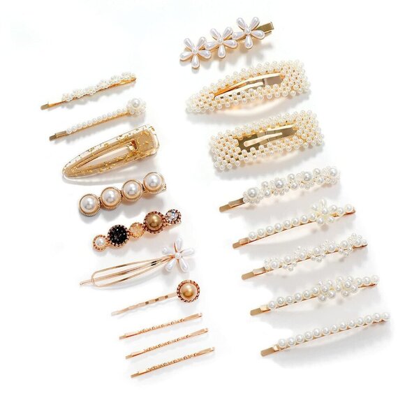 Accessories - Women Hair Accessories Handmade Pearl Barrette Clip Set Flower Bobby Hairpins